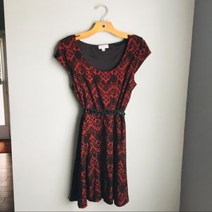 Candie’s XL Red and Black Lace Dress with Belt